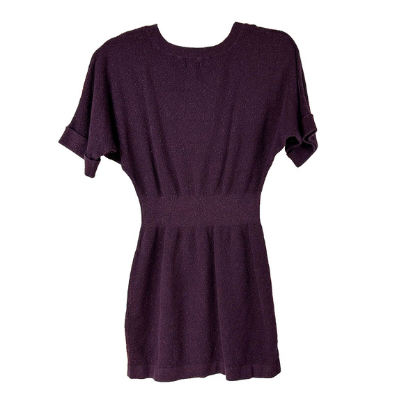 Express Mini Dress Womens Small Purple Sparkling Knit Short Sleeve Round Neck - Picture 5 of 10